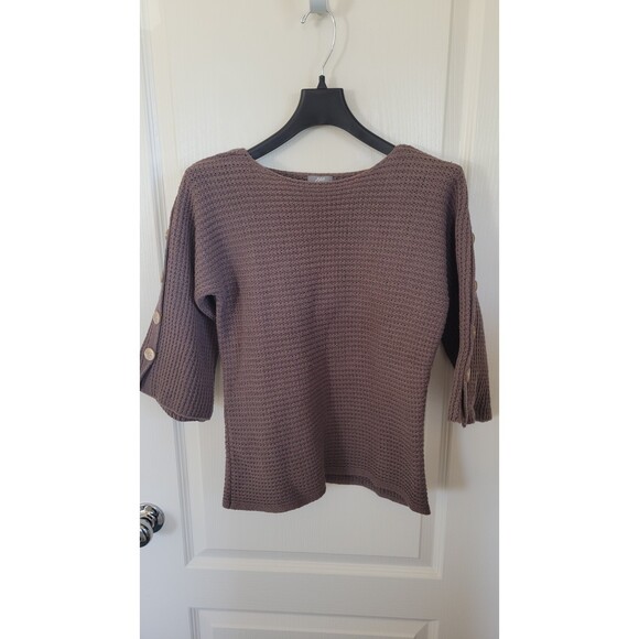 Women's J. Jill Brown Chunky Knit Button Sweater - Picture 1 of 4